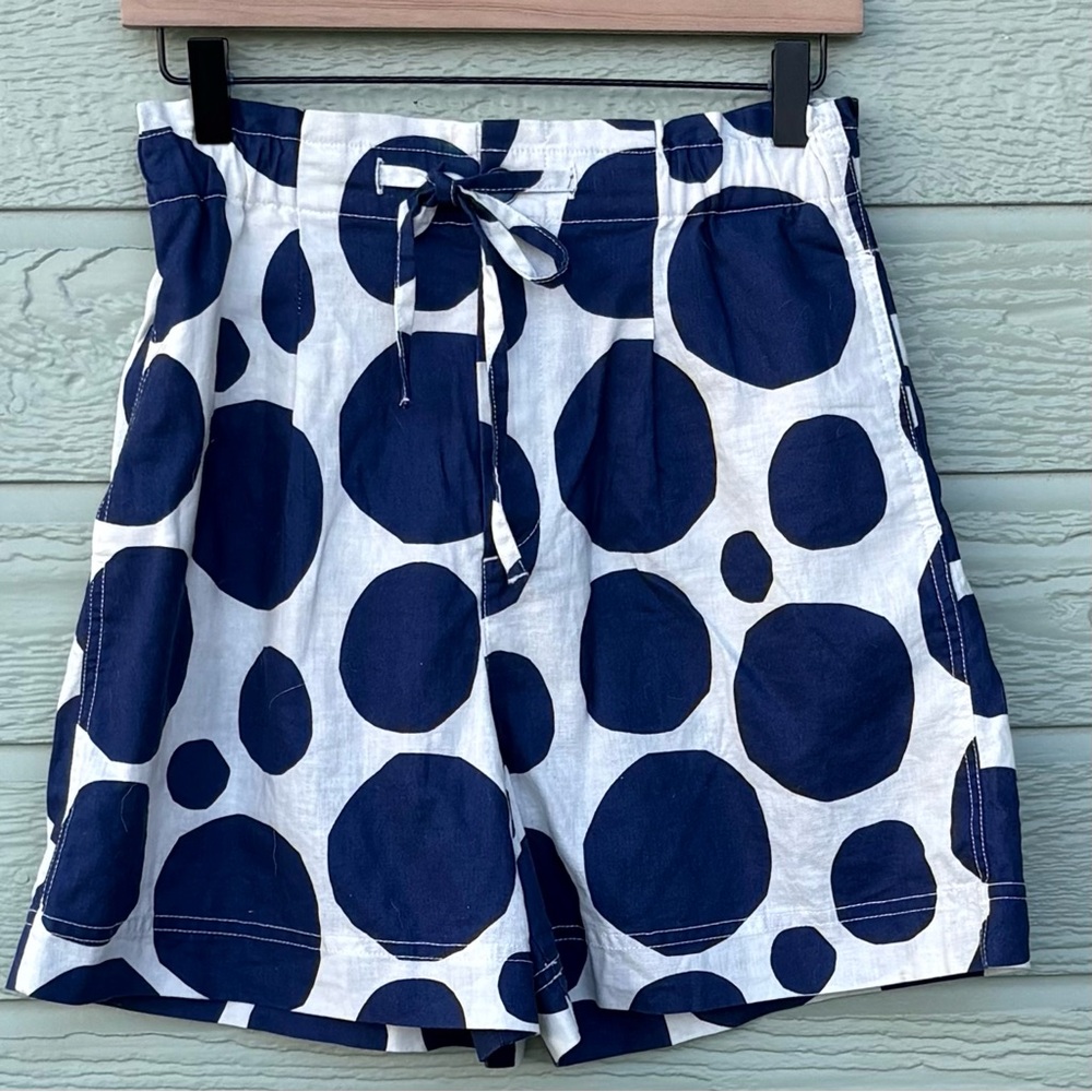 Marimekko x Uniqlo Drawstring High Waist Navy Polka Dot Shorts Small